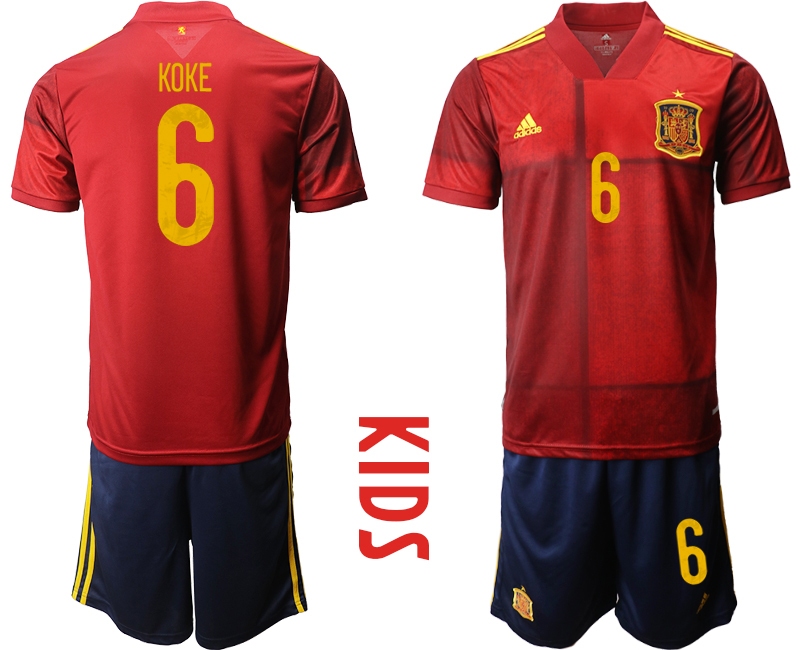 Youth 2021 European Cup Spain home red #6 Soccer Jersey